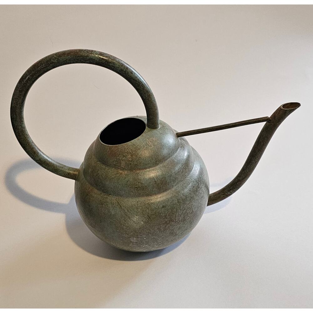 Vintage Metal Copper Verdi Gris Watering Can 9" Mid-Century